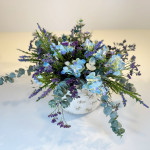 Centro de flor artificial en tonos azules-detalle-Rebolledo Floristas